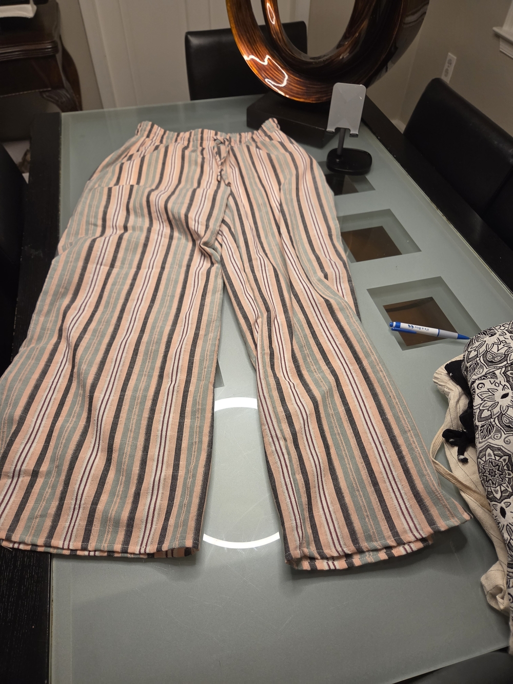 HYFVE Peach and Gray Striped Elastic Waist Skirt